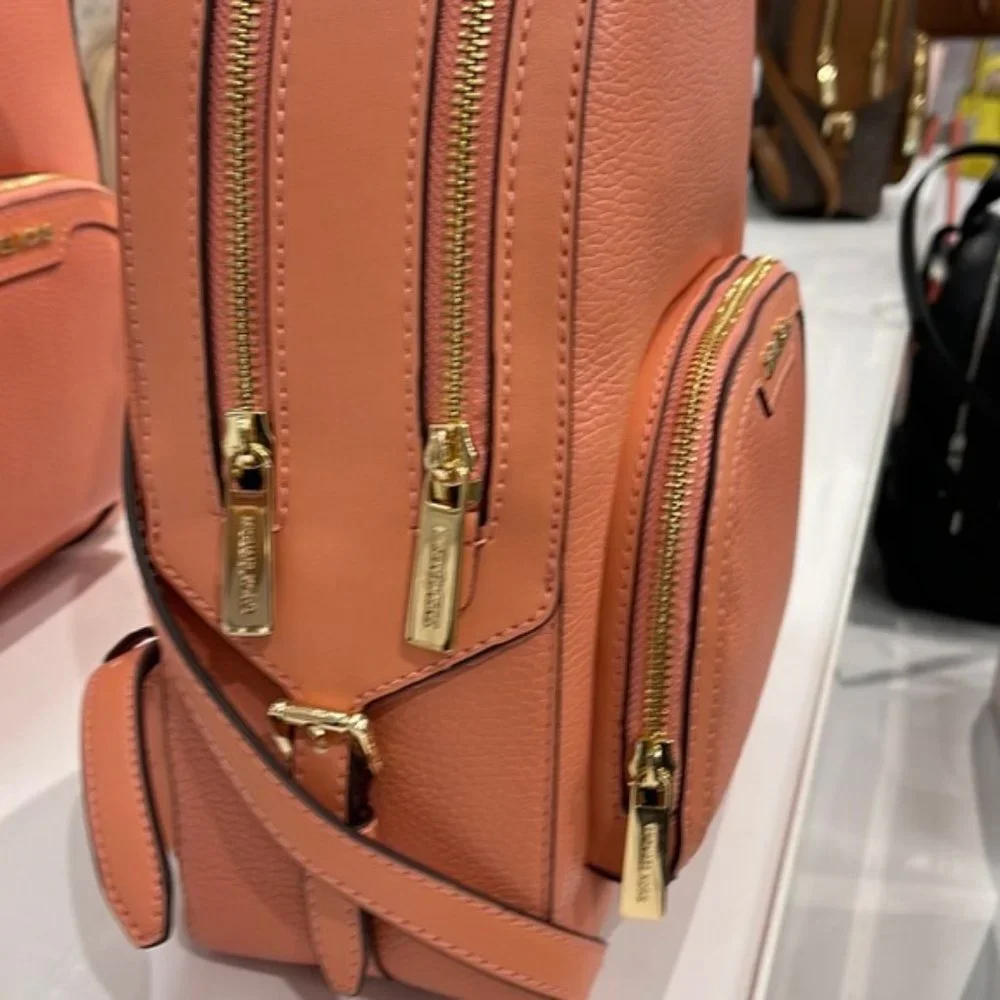 Michael Kors Jaycee Medium Zip PKT Backpack Sherbert Leather